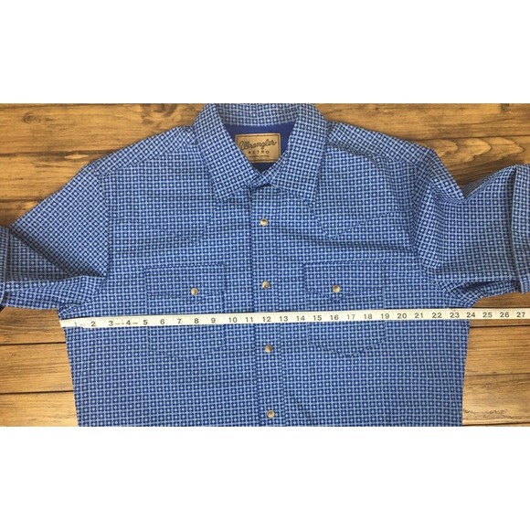 EUC Wrangler Retro Mens Diamond Floral Short Sleeve Pearl Snap Shirt size Large - Picture 10 of 12